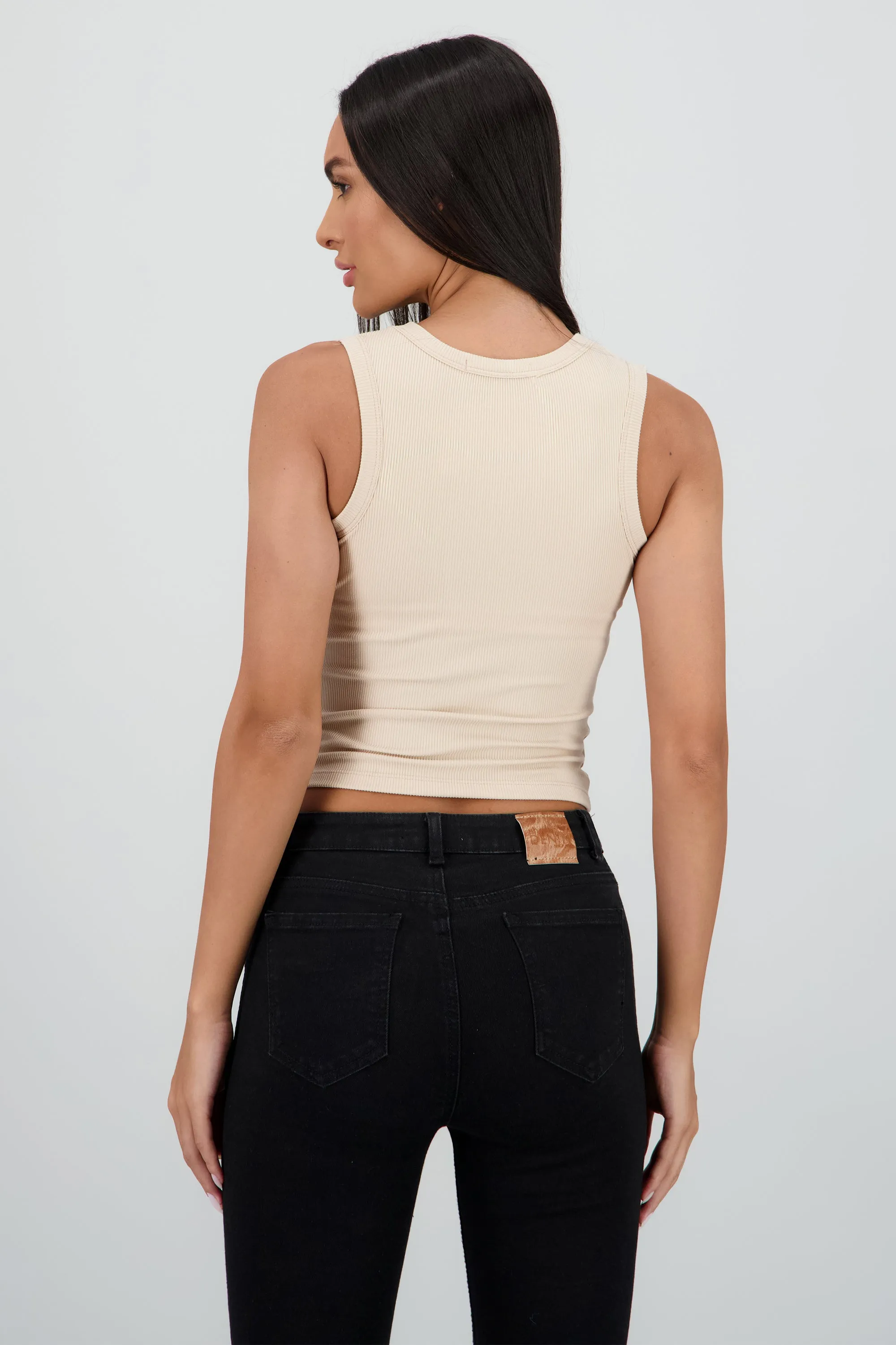 Top sin manga rib detalle copas sold by Shasa product image thumbnail 4