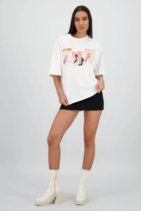 Playera oversized Playboy polaroids sold by Shasa