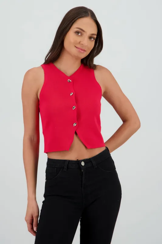 Top corto tejido detalle botones sold by Shasa