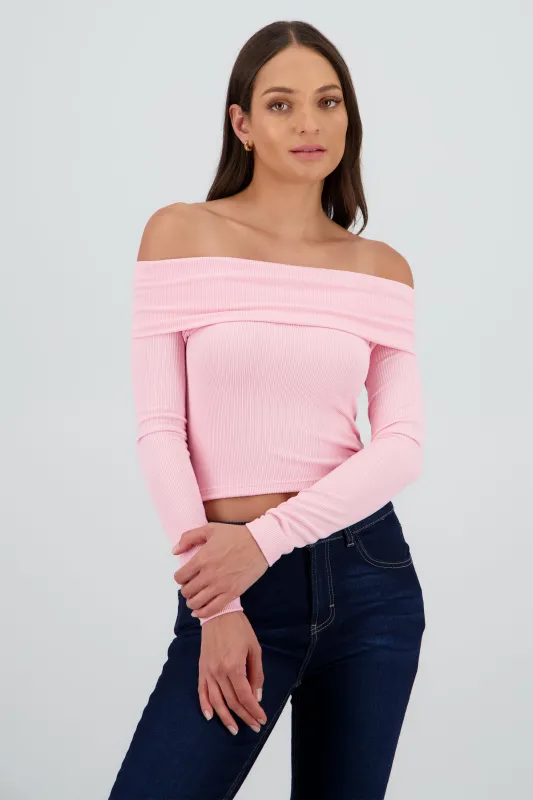 Top off shoulder manga larga rib sold by Shasa
