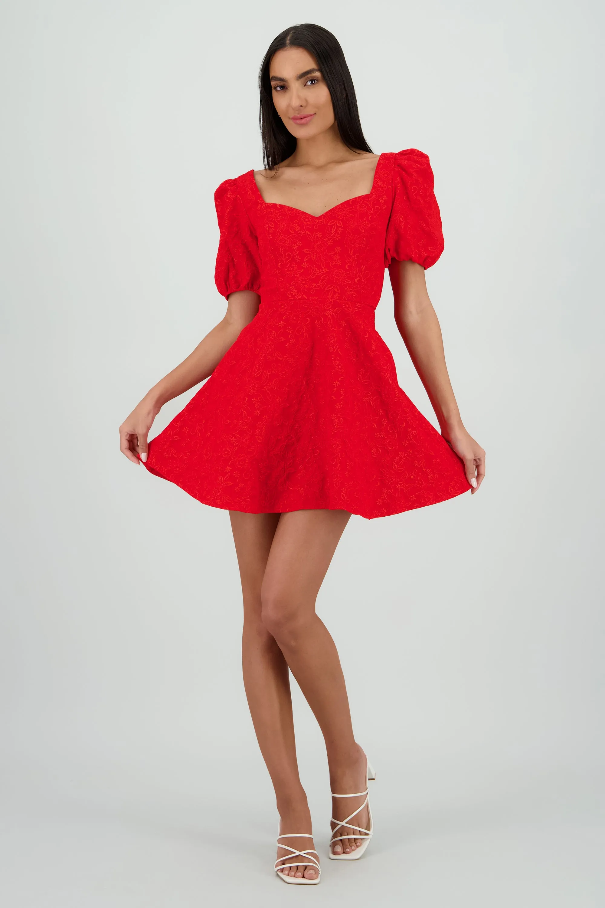 Vestido mini manga abullonada escote corazon sold by Shasa