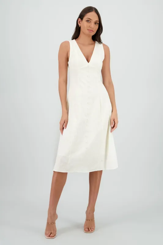 Vestido midi con detalle de botones al frente sold by Shasa