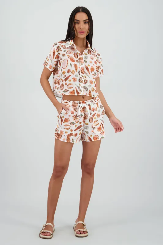 Falda mini estampado de conchas sold by Shasa