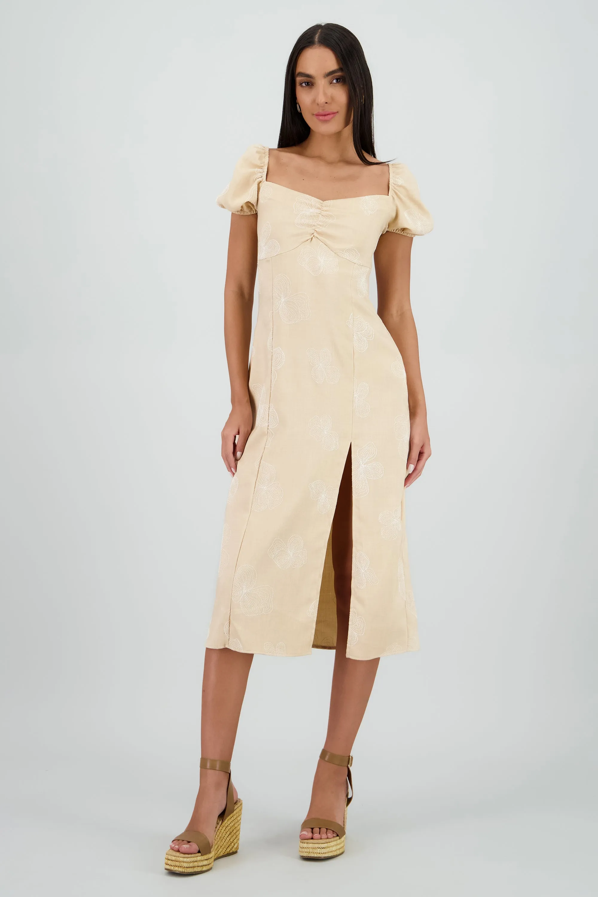 Vestido midi manga abullonada frunces sold by Shasa product image thumbnail 2