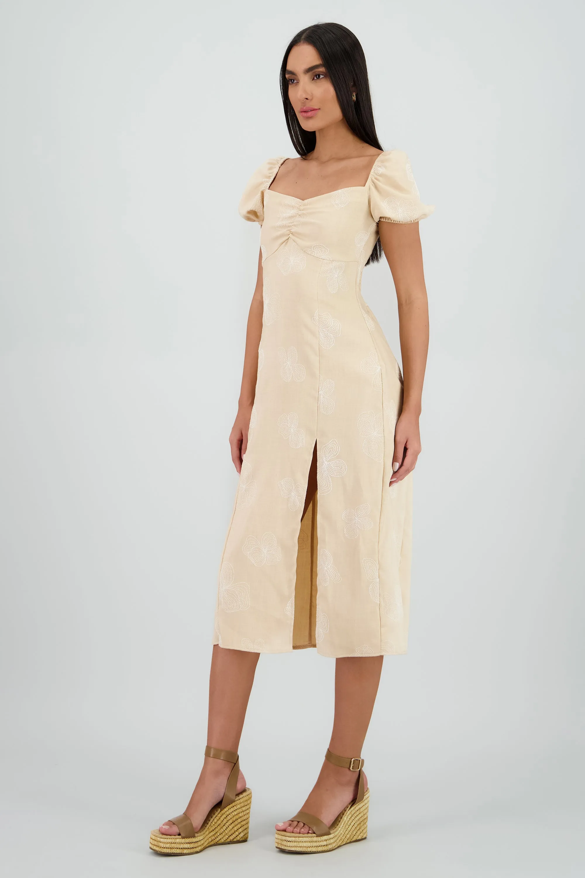 Vestido midi manga abullonada frunces sold by Shasa product image thumbnail 3