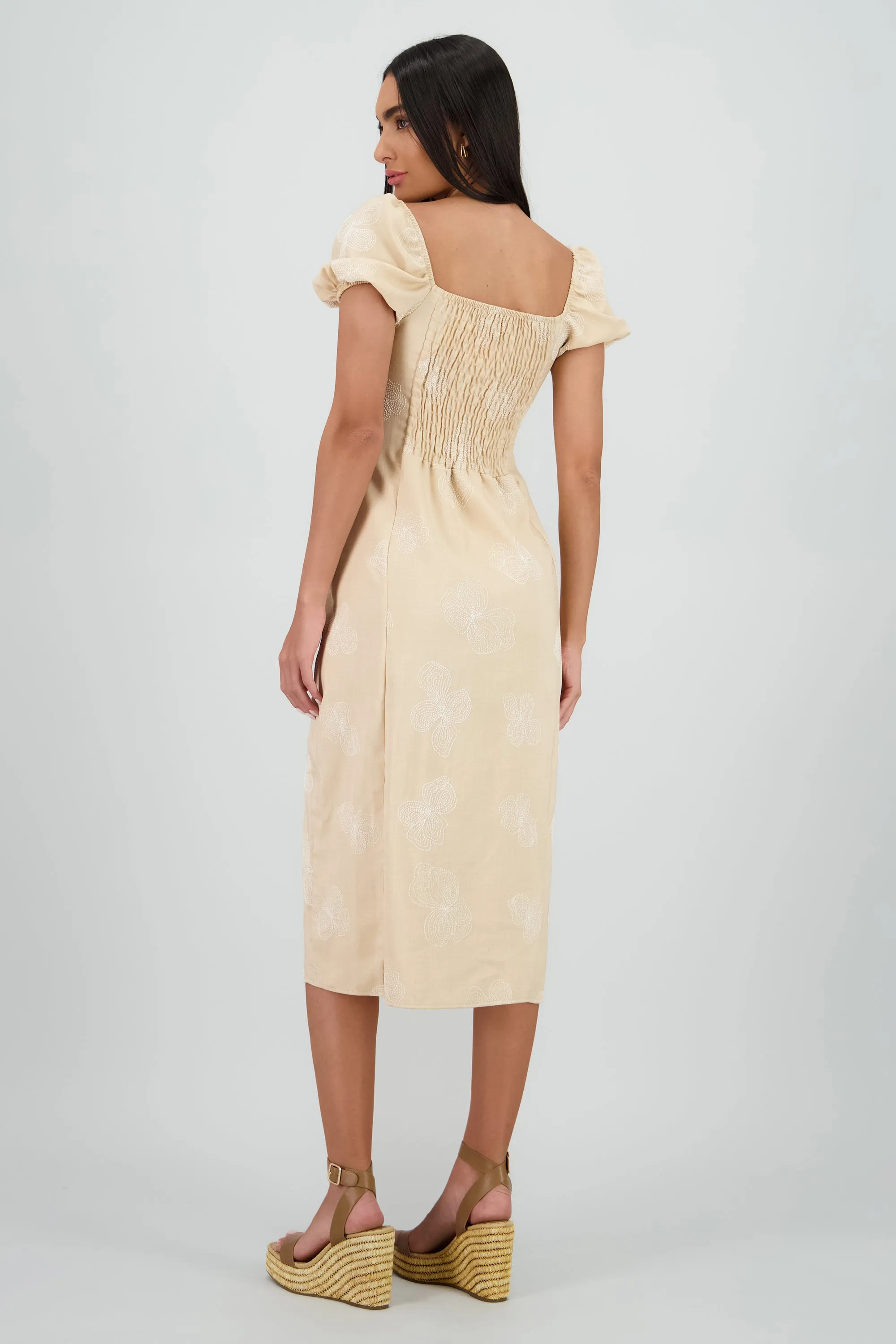 Vestido midi manga abullonada frunces sold by Shasa product image thumbnail 4