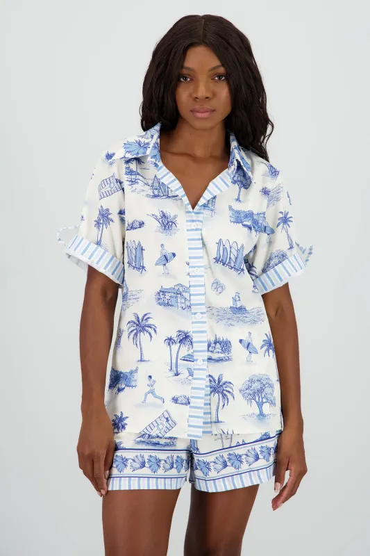 Camisa manga corta estampado playa sold by Shasa