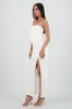 Vestido midi strapless drapeado abertura sold by Shasa
