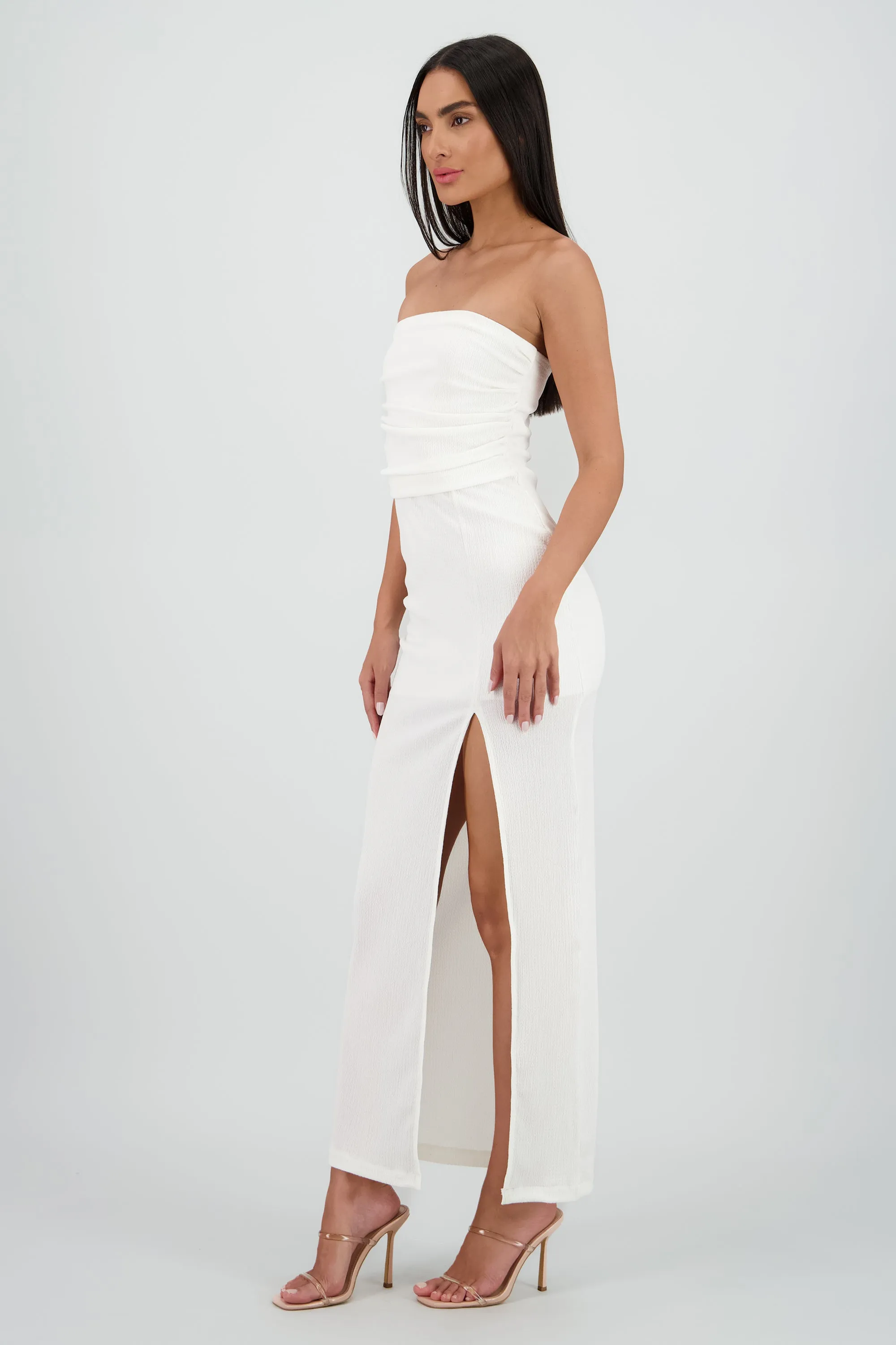 Vestido midi strapless drapeado abertura sold by Shasa product image thumbnail 3