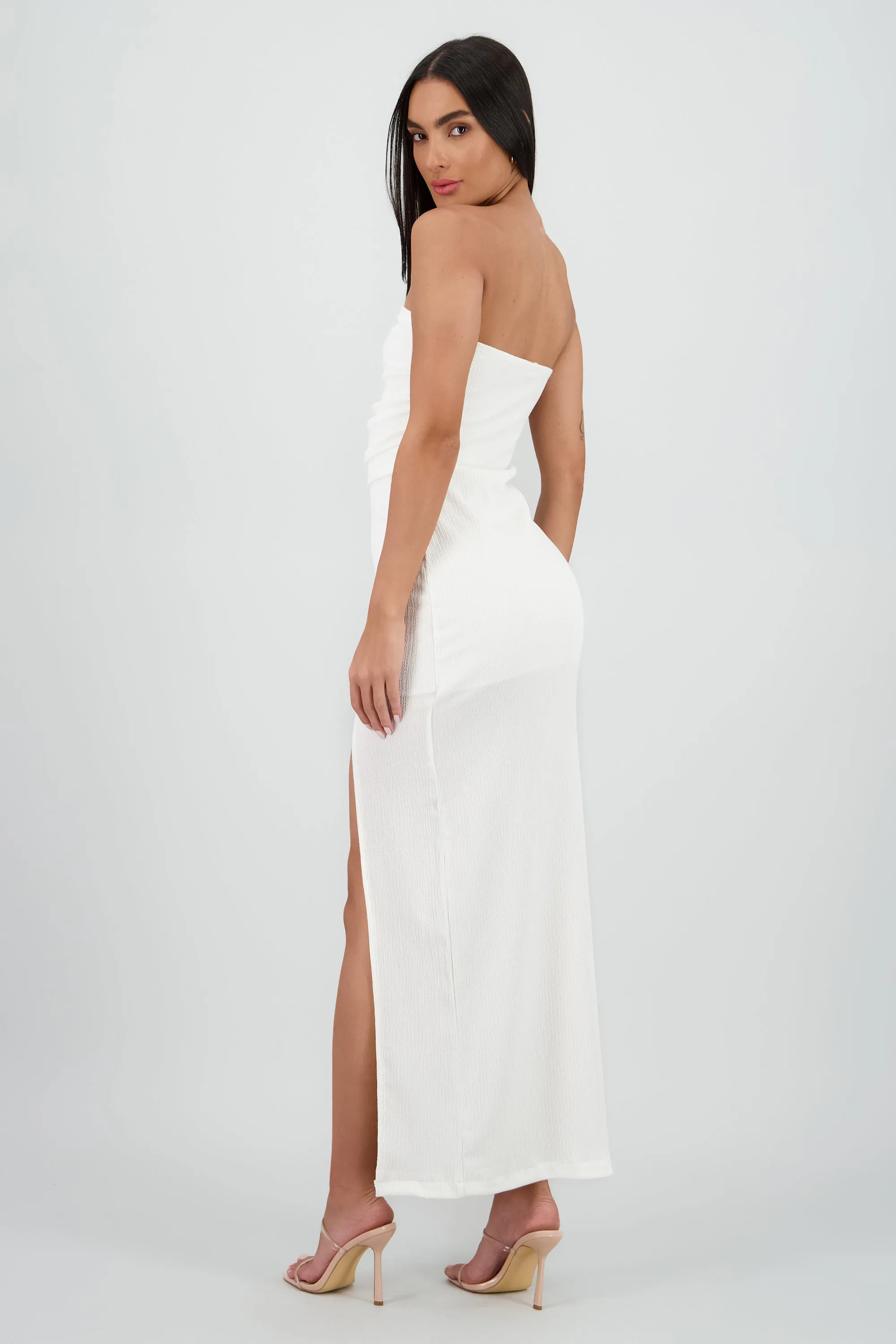 Vestido midi strapless drapeado abertura sold by Shasa product image thumbnail 4