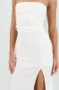 Vestido midi strapless drapeado abertura sold by Shasa