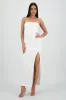 Vestido midi strapless drapeado abertura sold by Shasa