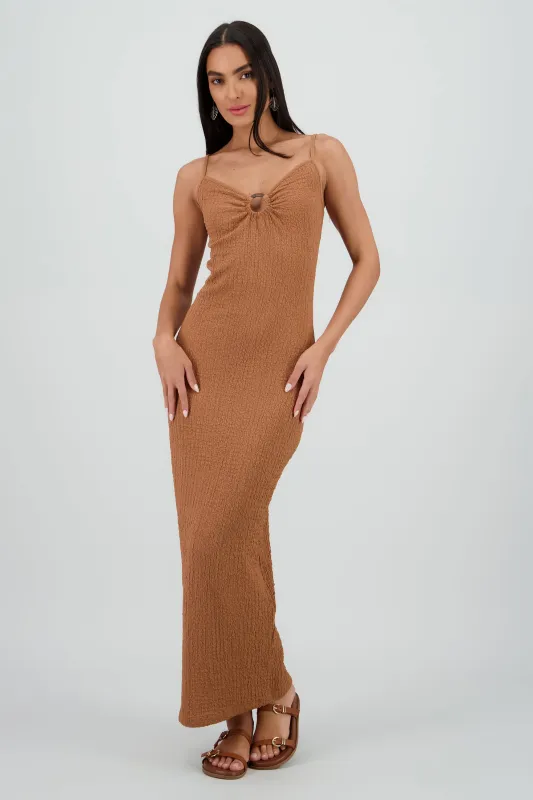 Vestido maxi texturas tirantes aro sold by Shasa