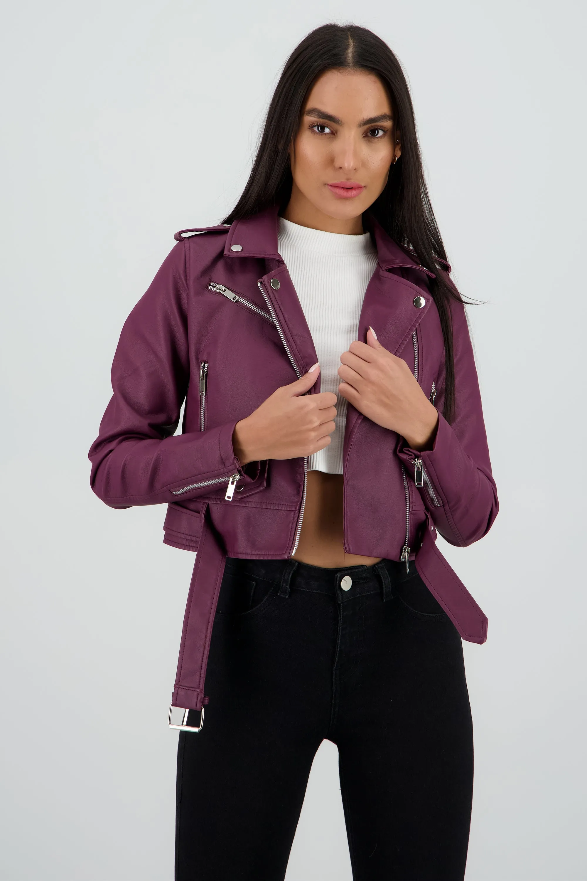 Chamarra Biker Efecto Piel Cierre sold by Shasa