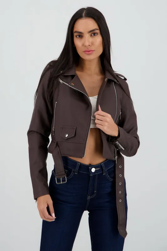 Chamarra Biker Efecto Piel Cierre sold by Shasa