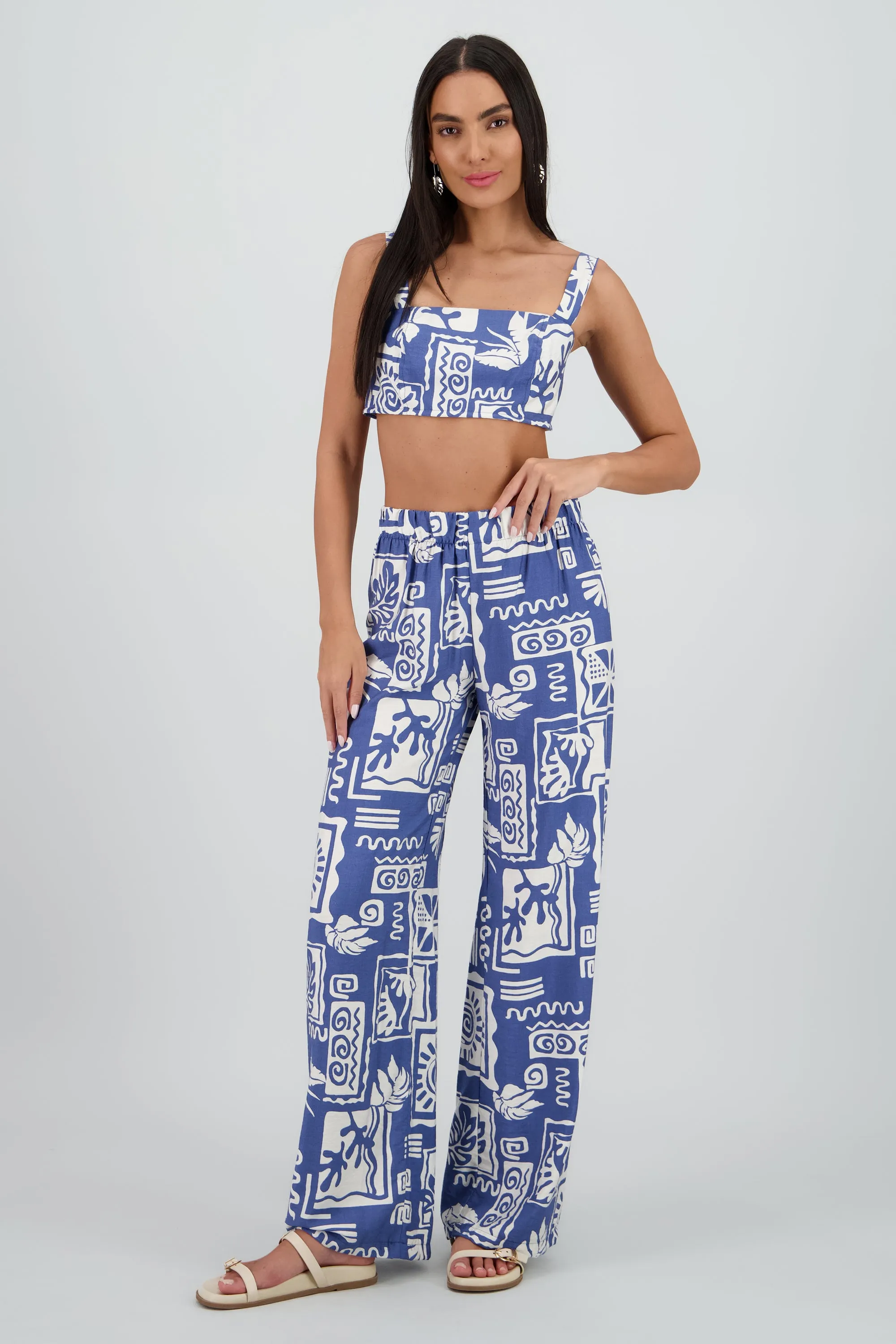 Pantalon estampado tropical wide leg sold by Shasa