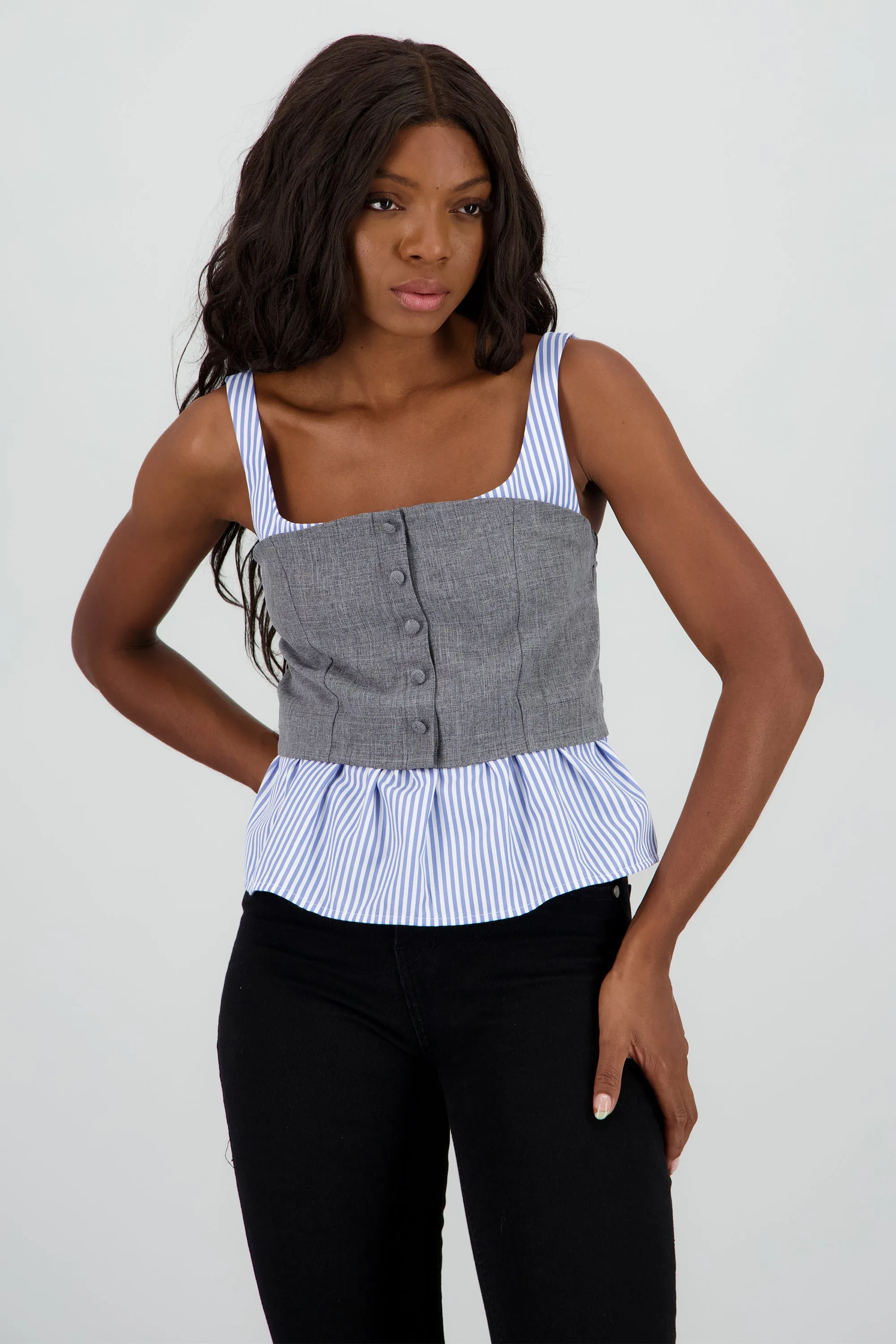 Blusa combinada de tirantes con botones sold by Shasa product image thumbnail 2