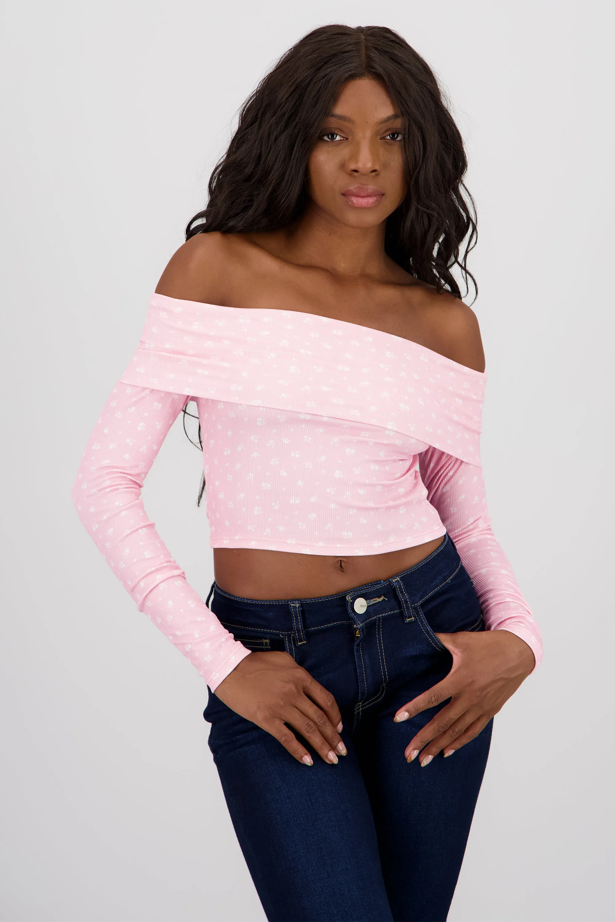 Blusa manga larga off shoulder mini flores sold by Shasa product image thumbnail 2