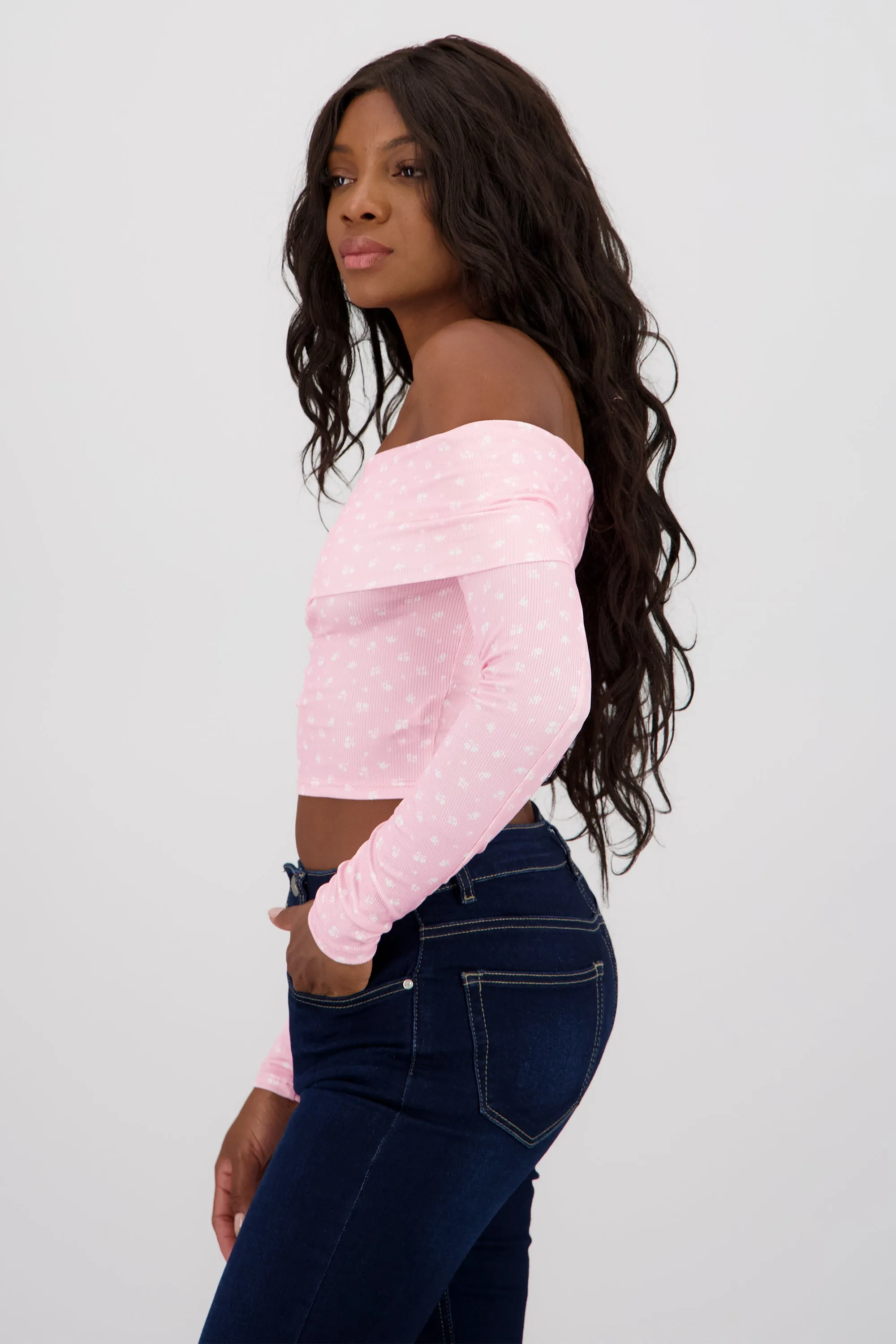 Blusa manga larga off shoulder mini flores sold by Shasa product image thumbnail 3