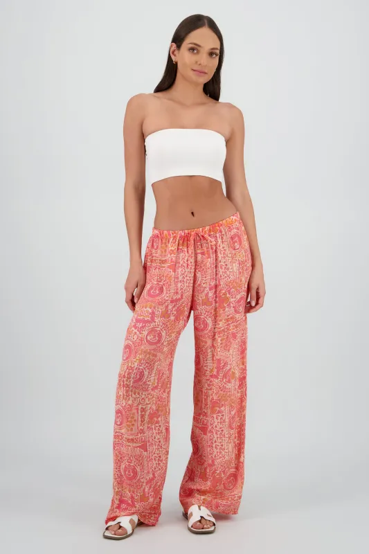 Pantalon amplio estampado lino sold by Shasa
