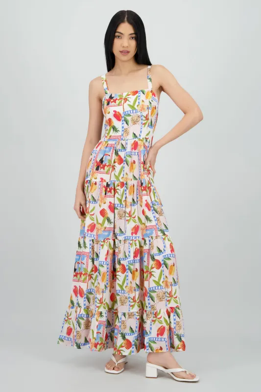 Vestido estampado tropical con tirantes sold by Shasa
