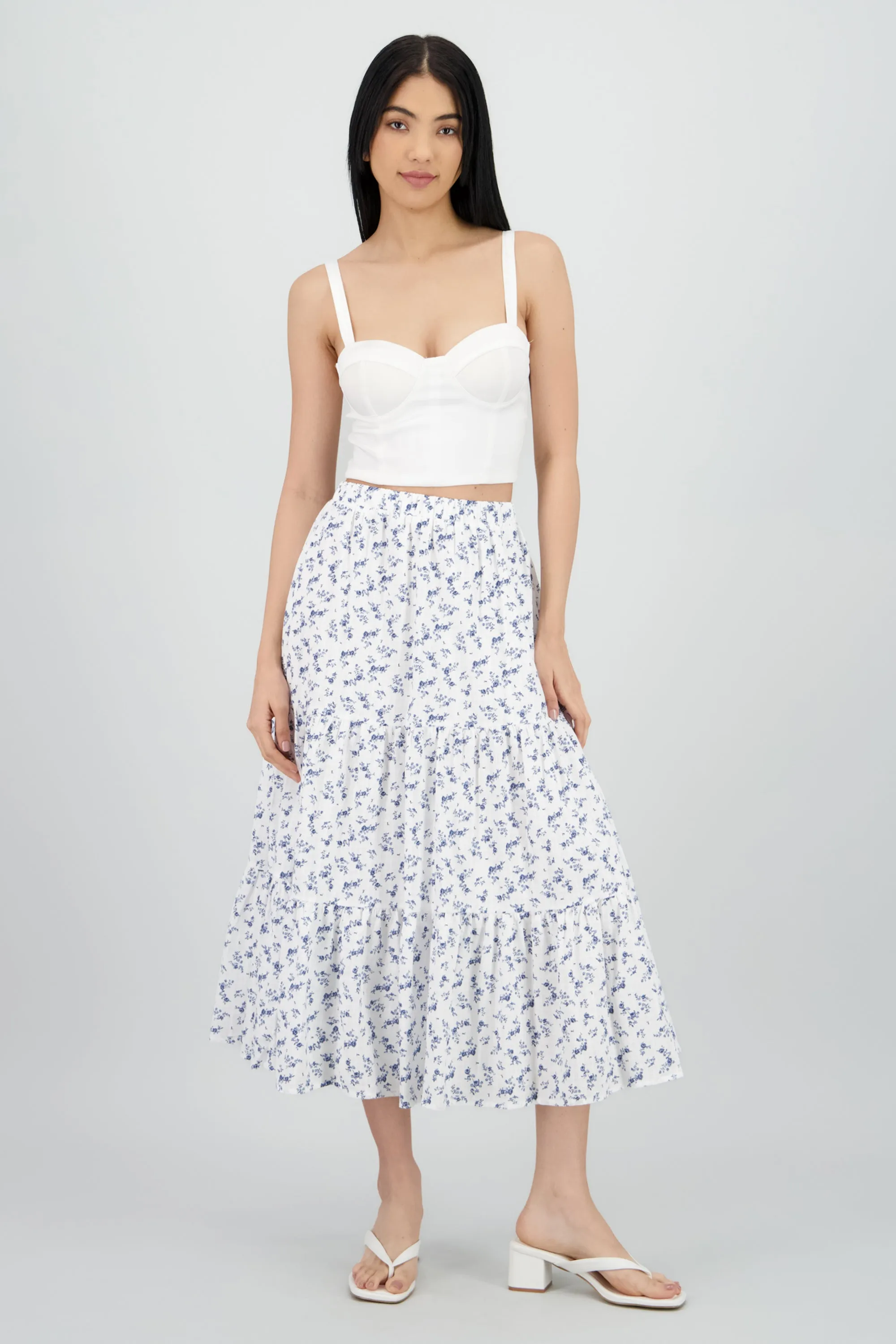 Falda maxi flores textura sold by Shasa