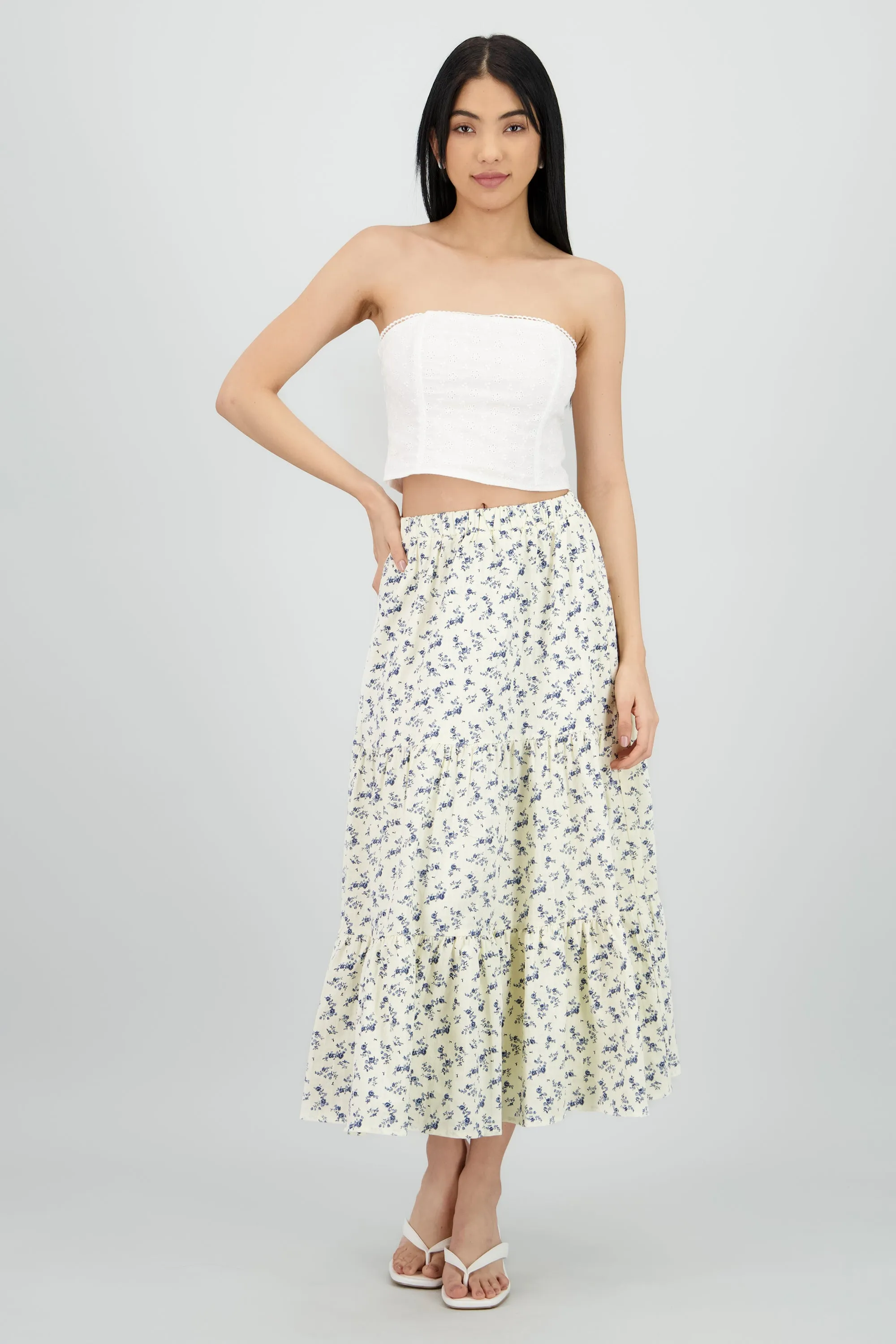 Falda maxi flores textura sold by Shasa