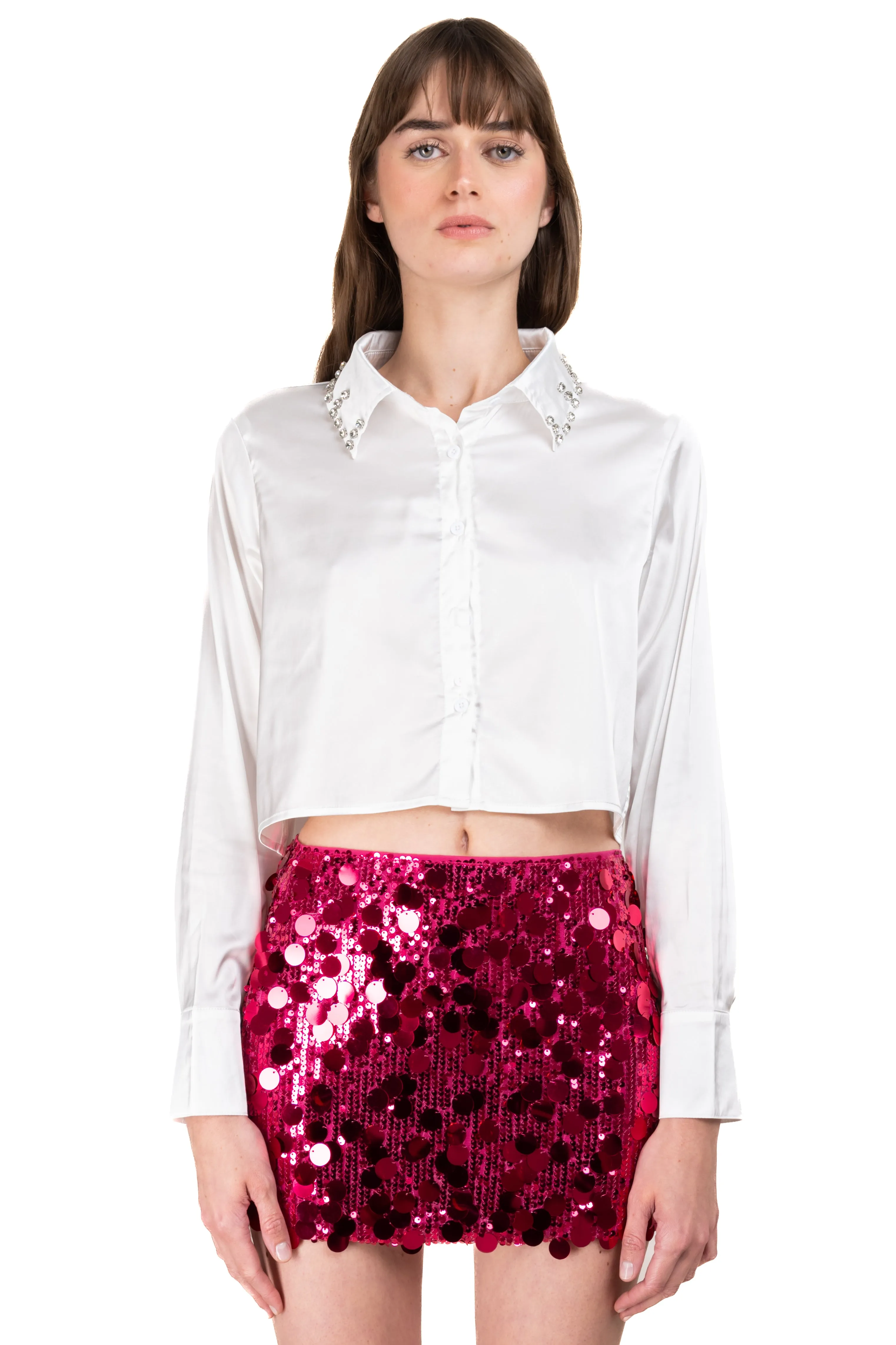 Camisa crop satinada brillos sold by Shasa product image thumbnail 2