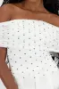 Top off shoulder polka dots sold by Shasa