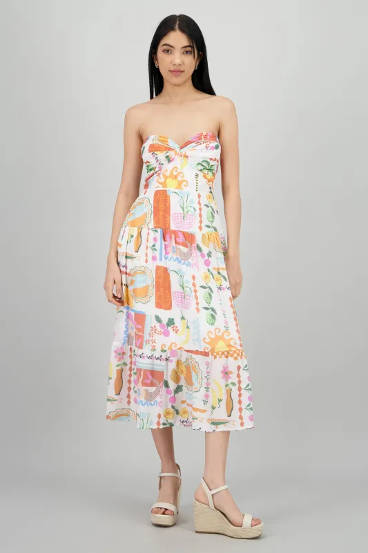 Vestido midi bandeau estampado sold by Shasa