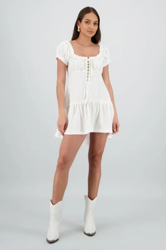 Vestido mini manga corta con botones sold by Shasa