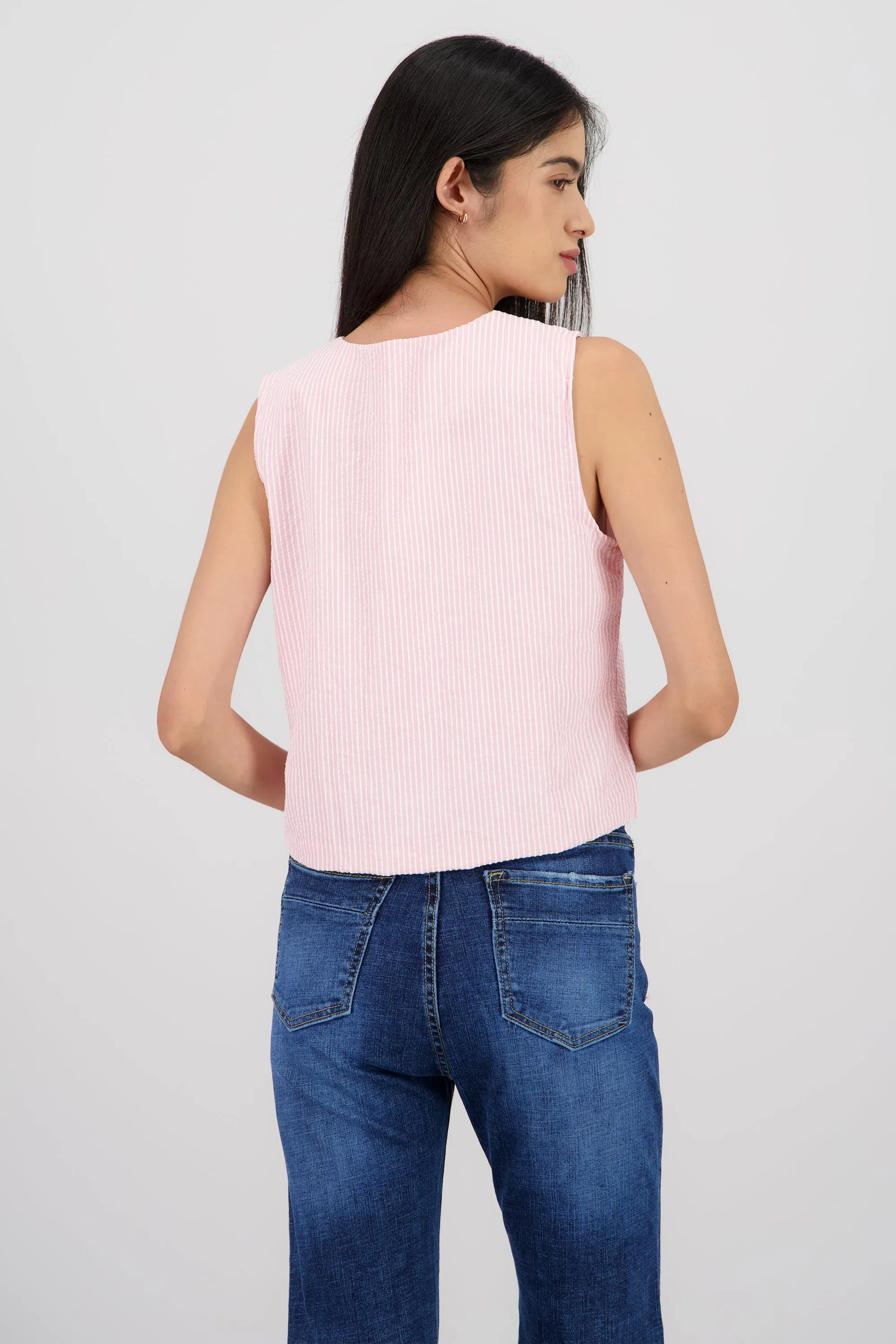Blusa cuello v detalle moños rayas sold by Shasa product image thumbnail 4