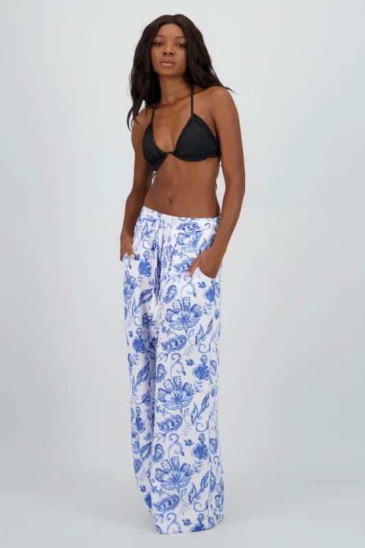 Pantalon amplio estampado jaretas detalle sold by Shasa