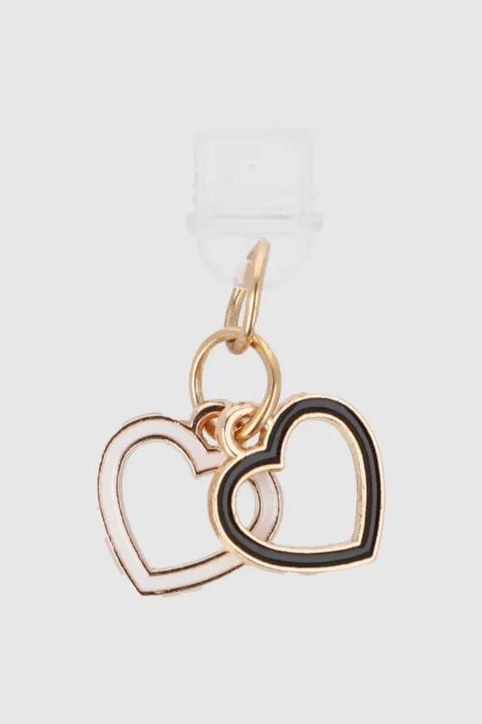 Charm cel doble corazon tipo c made by Shasa