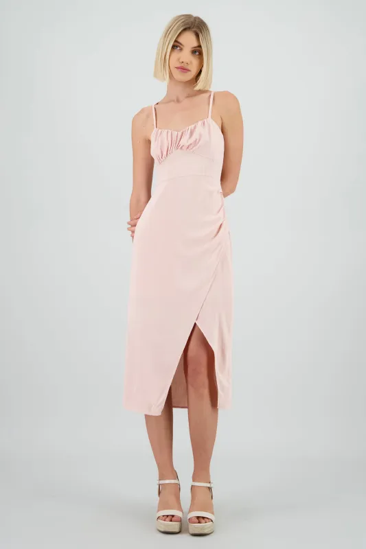 Vestido midi tirantes liso con abertura sold by Shasa