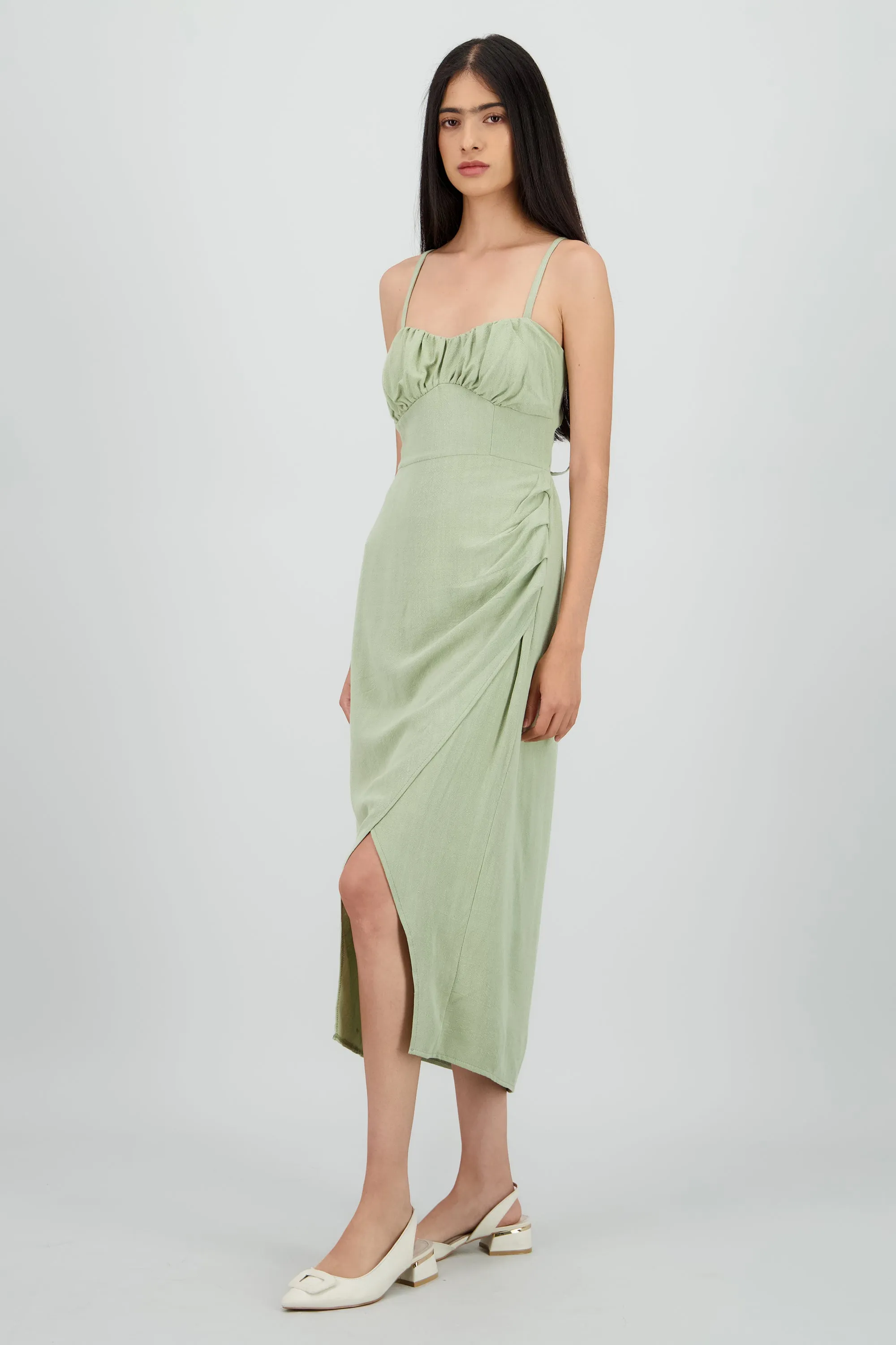 Vestido midi tirantes liso con abertura sold by Shasa product image thumbnail 3