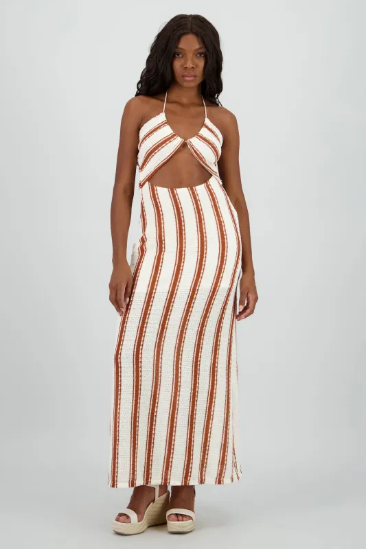 Vestido maxi halter cutout lineas sold by Shasa