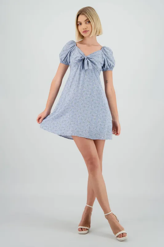 Vestido mini manga abullonada detalle moño sold by Shasa