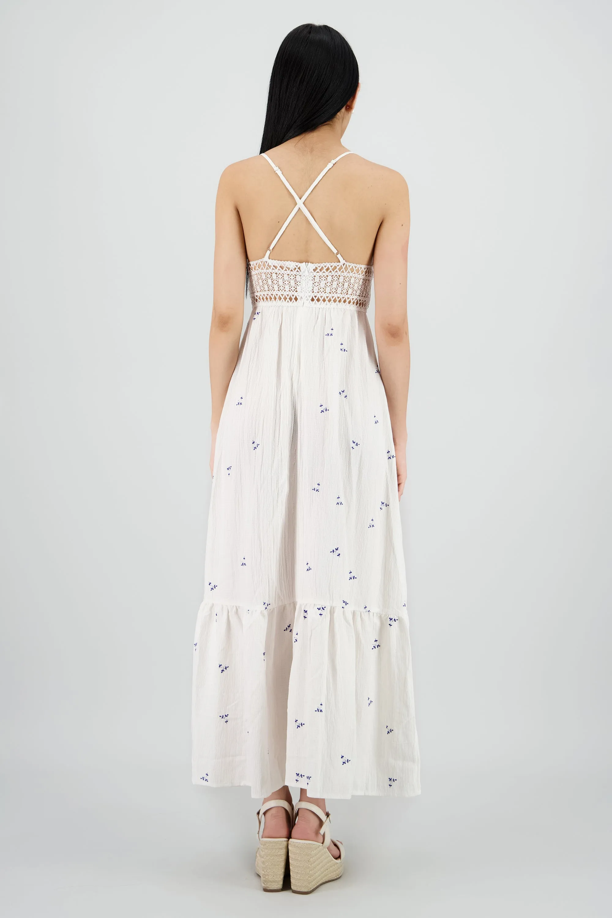 Vestido maxi con bordado de flores y crochet sold by Shasa product image thumbnail 4