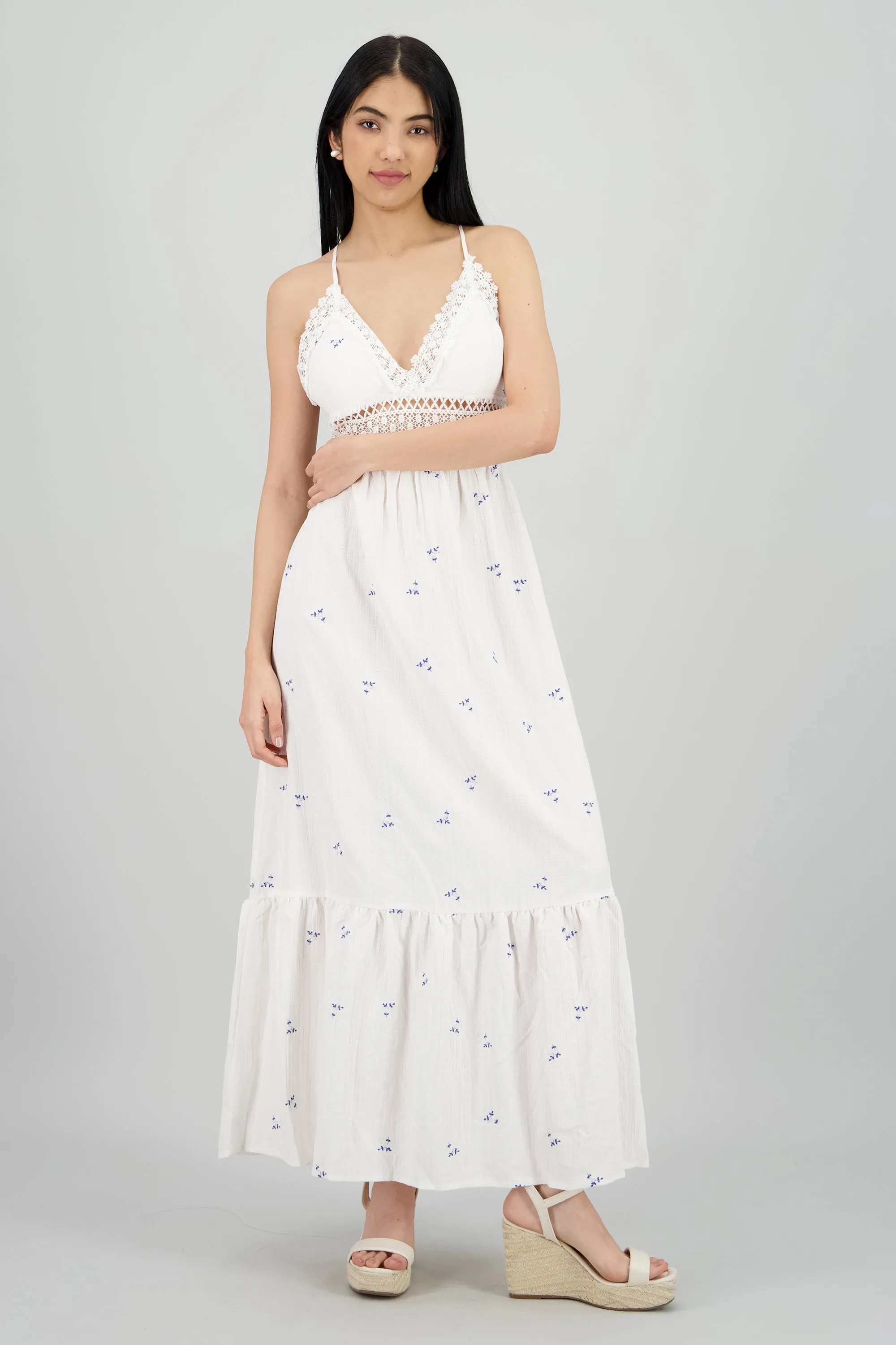 Vestido maxi con bordado de flores y crochet sold by Shasa product image thumbnail 2