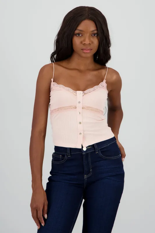 Top tirantes detalle encaje botones sold by Shasa