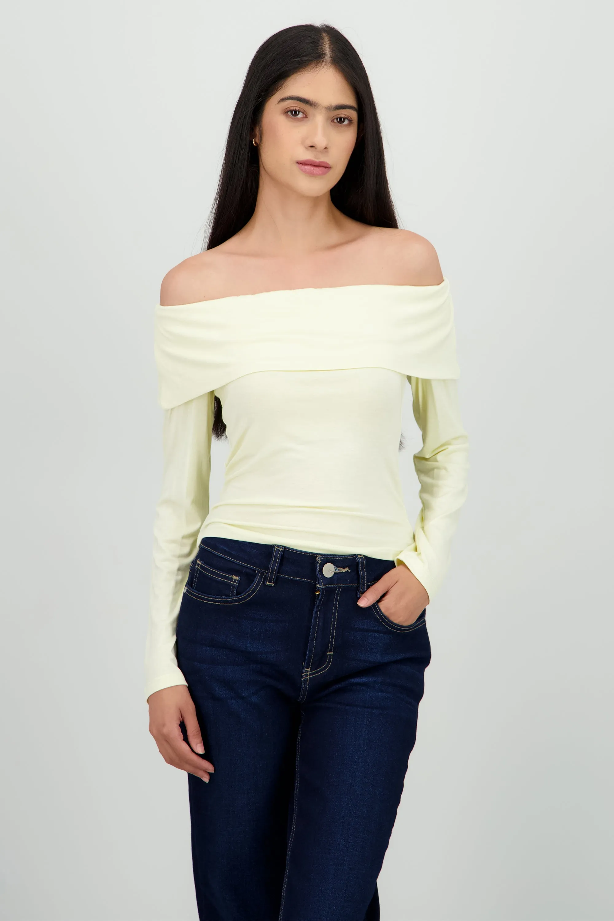 Top manga larga off shoulder liso sold by Shasa product image thumbnail 2