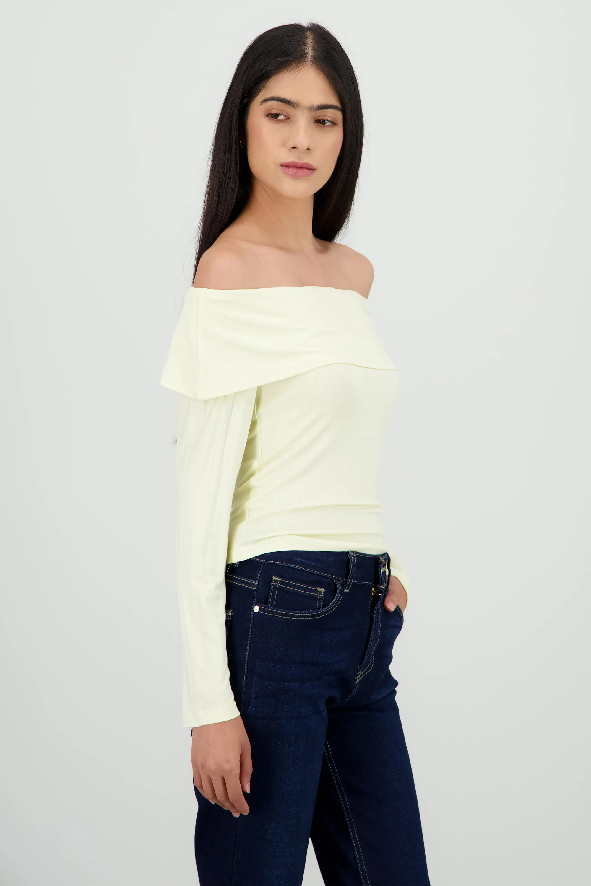 Top manga larga off shoulder liso sold by Shasa product image thumbnail 3