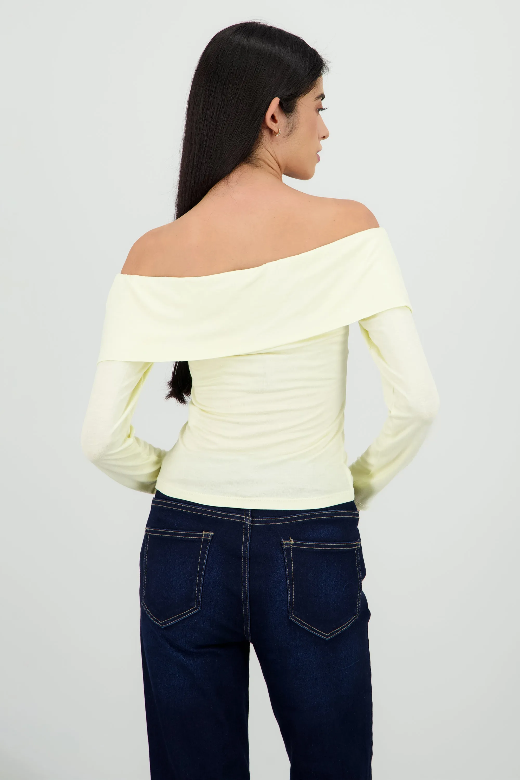 Top manga larga off shoulder liso sold by Shasa product image thumbnail 4