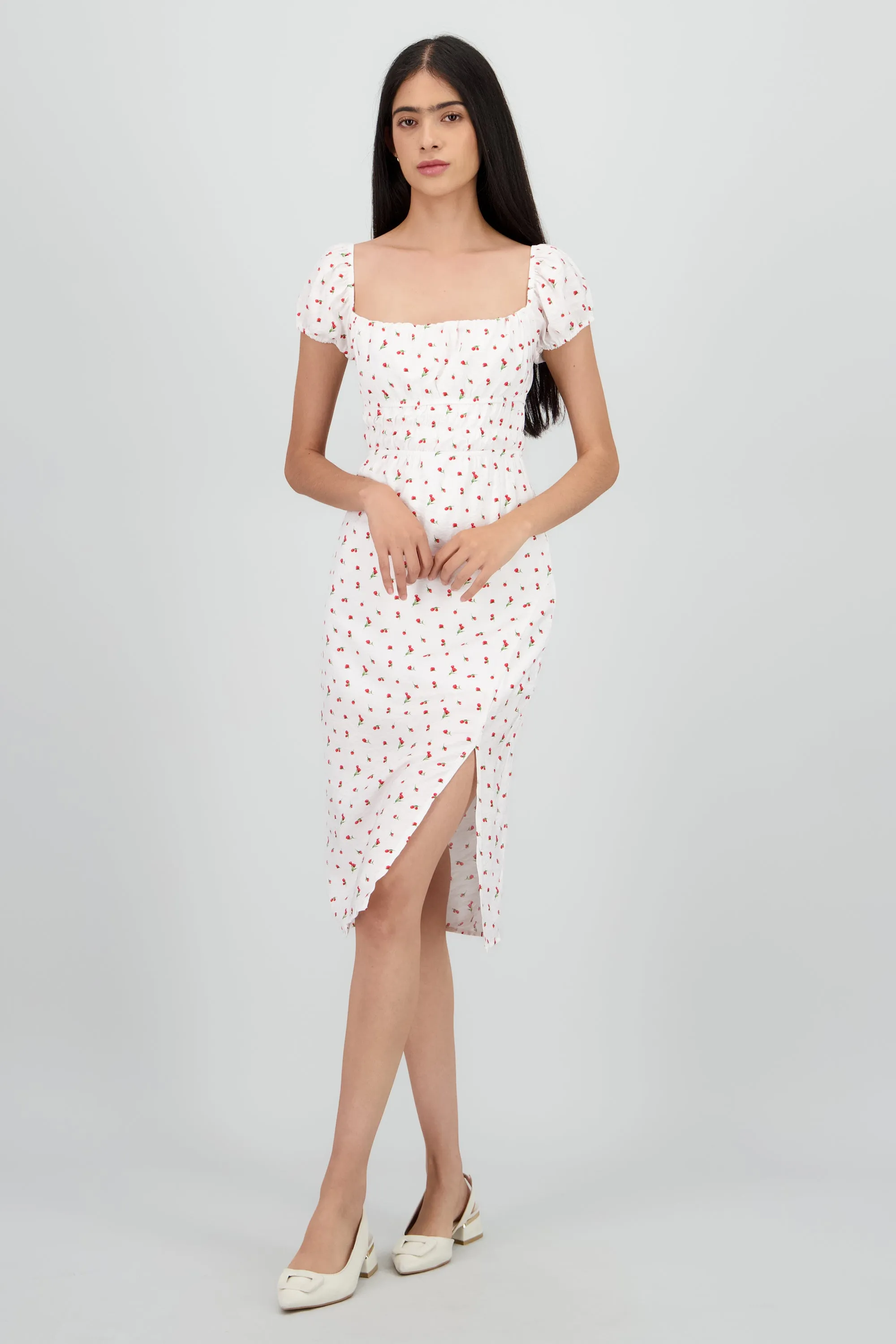 Vestido midi textura flores sold by Shasa product image thumbnail 2