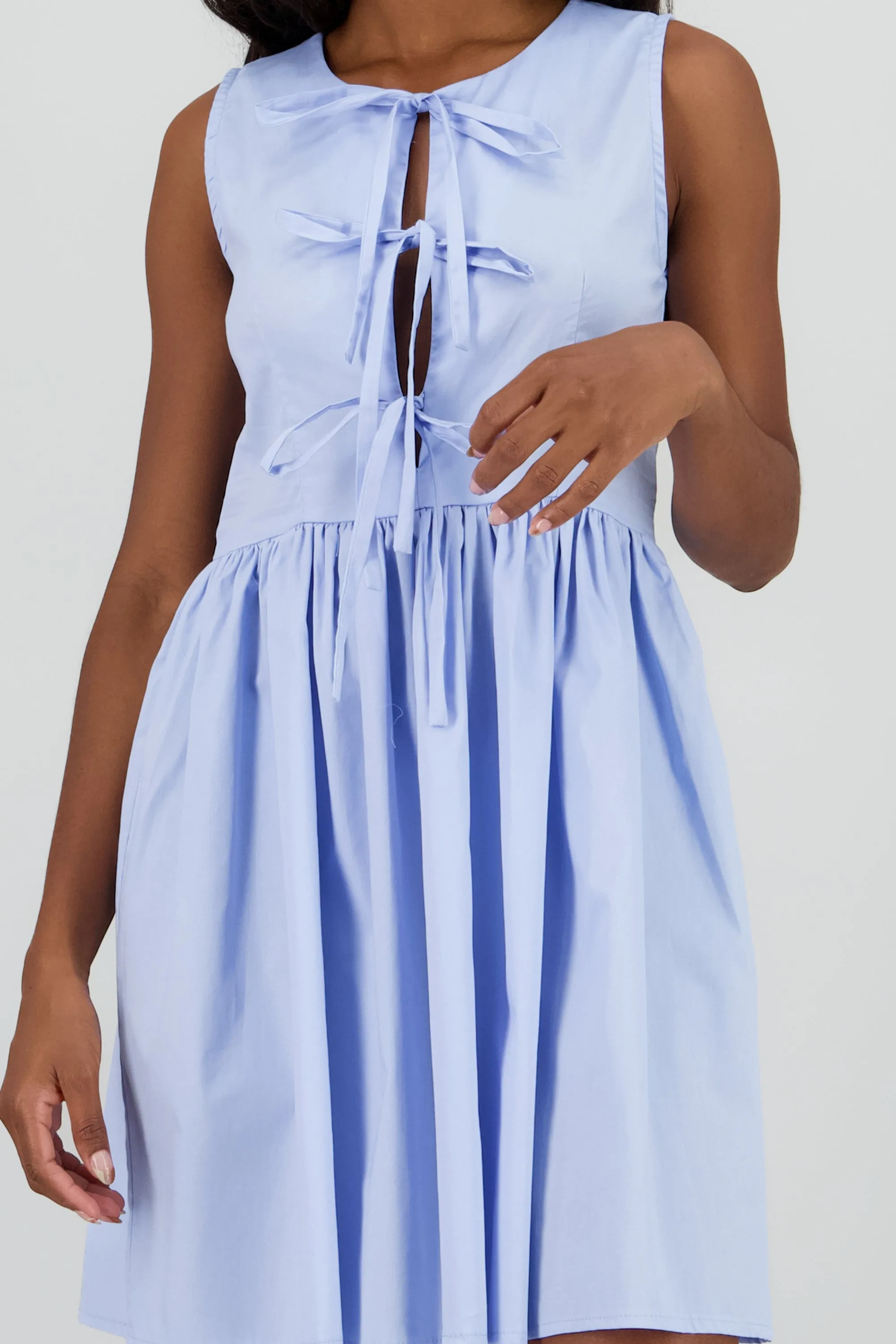 Vestido mini sin manga detalle frunces lazos sold by Shasa product image thumbnail 5