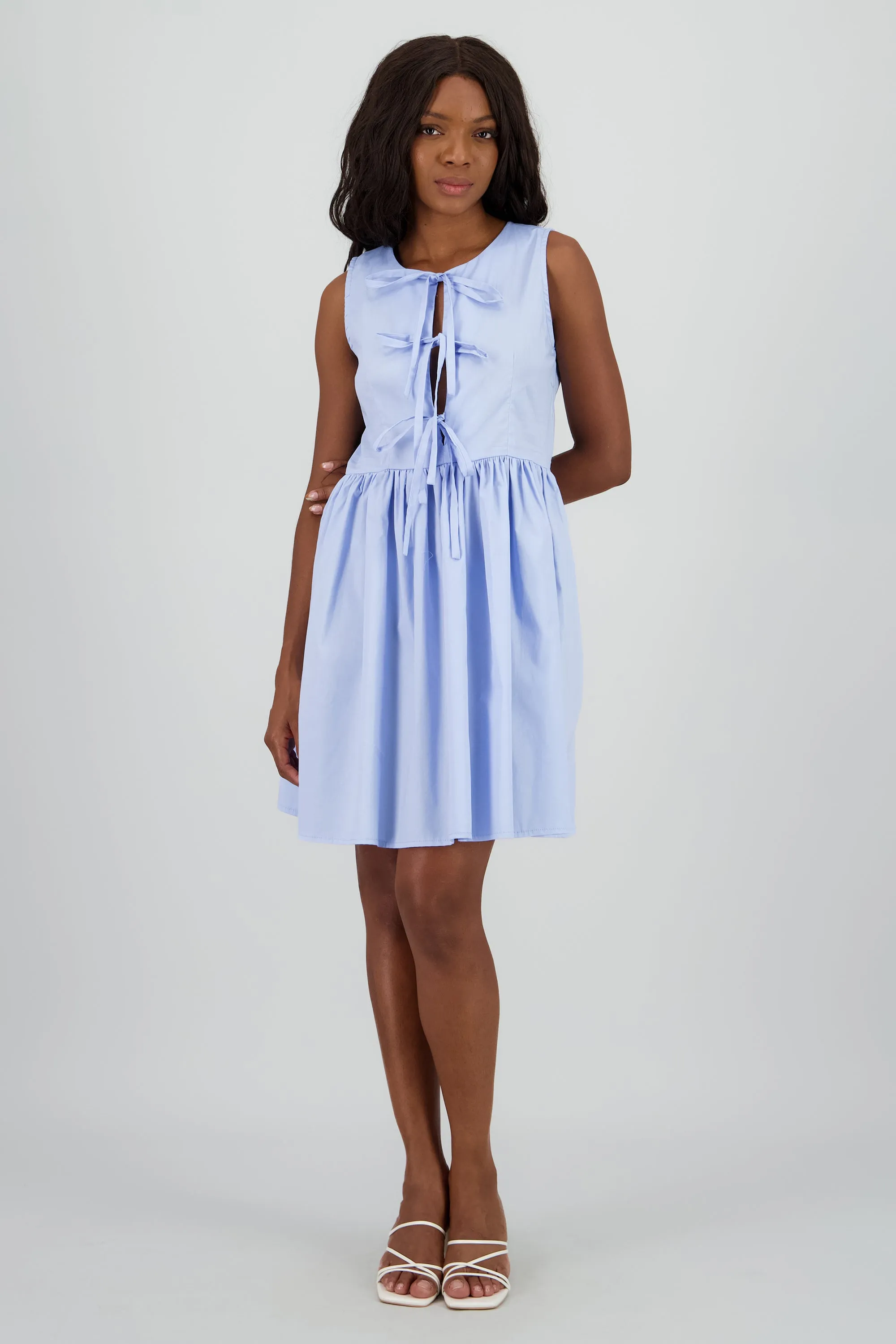 Vestido mini sin manga detalle frunces lazos sold by Shasa product image thumbnail 2