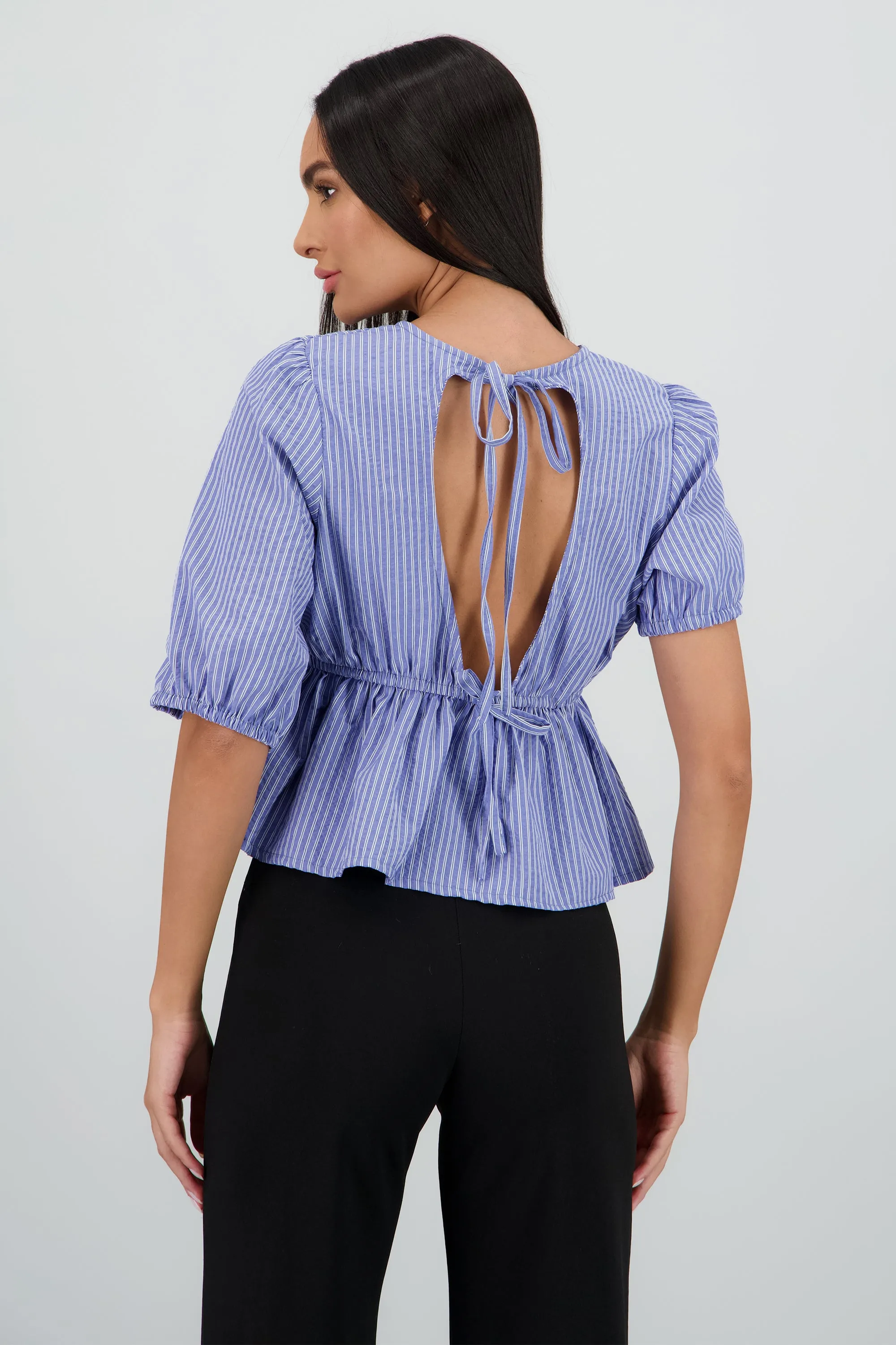 Blusa manga larga detalle moño en espalda rayas sold by Shasa product image thumbnail 4