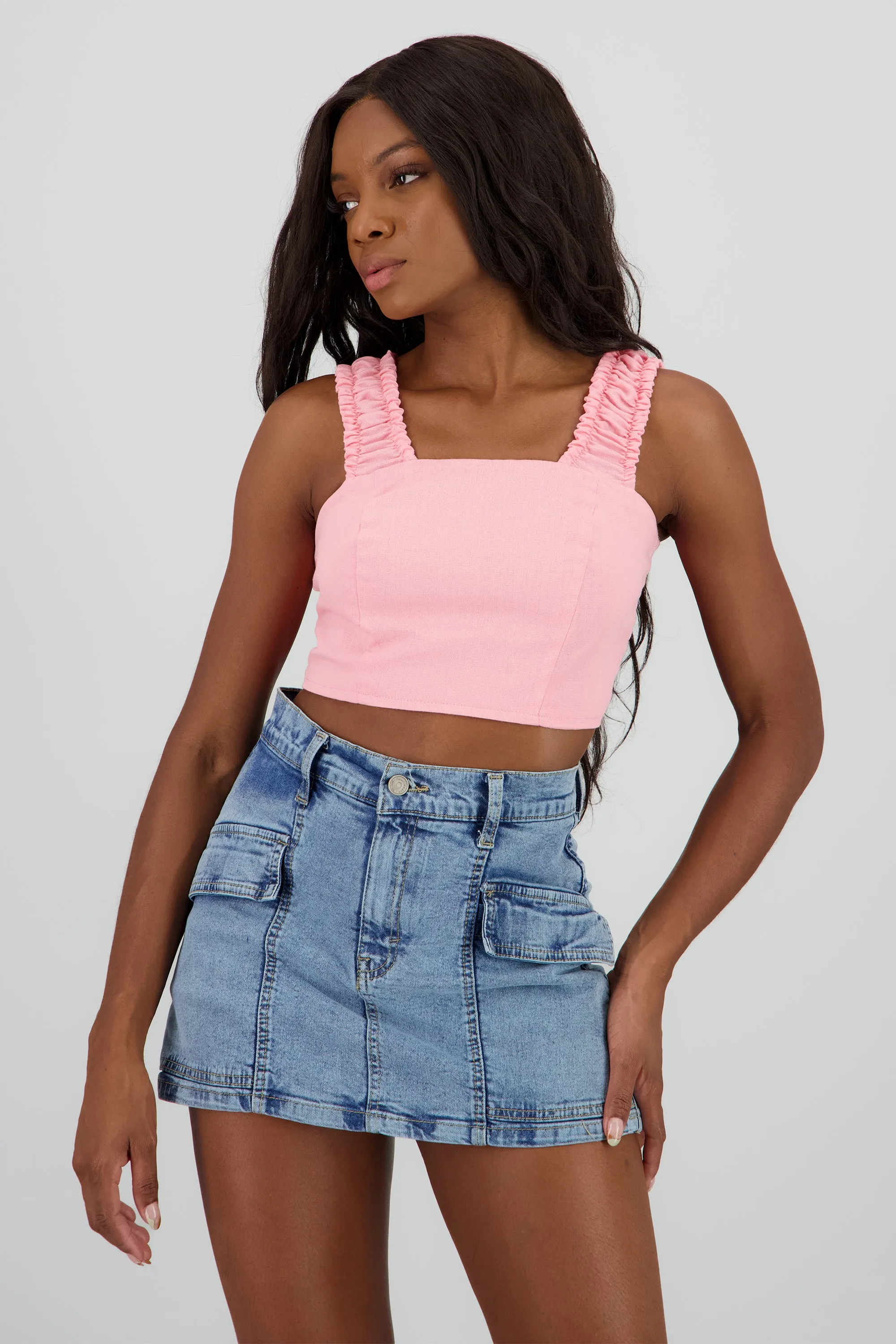 Top crop tirantes resorte lino sold by Shasa product image thumbnail 2