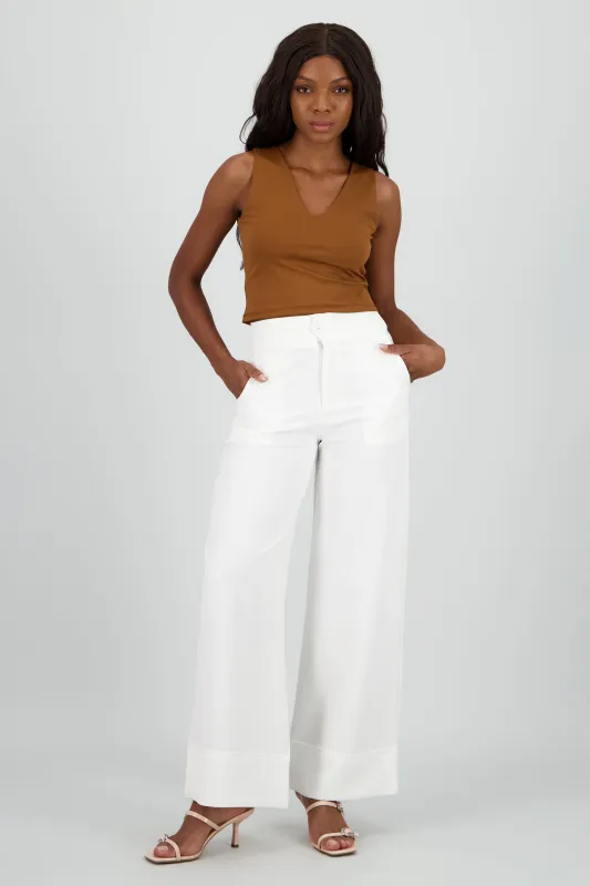Pantalon high wasited valenciana amplia sold by Shasa